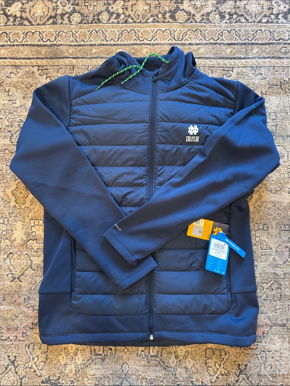 Columbia Omni Shield Notre Dame Navy Blue Hybrid Puffer Jacket